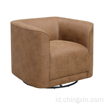 Round Barrel Chairs Putar Glider Dalam Kain Accent Kain Abu-abu